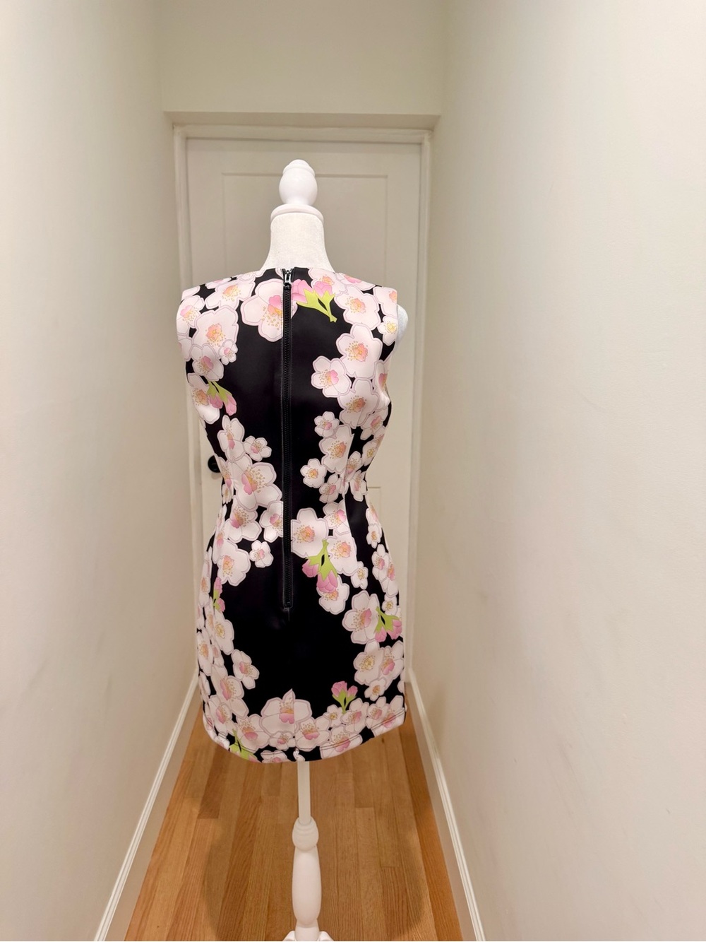 Cynthia Rowley Black Mini Dress with Pink Floral Print - Picture 3 of 4